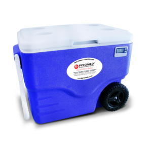 CAIXA TÉRMICA 38 LITROS (40QT) COM RODAS E TERMÔMETRO MÁXIMA E MÍNIMA DIGITAL | PYROMED® – COLEMAN
